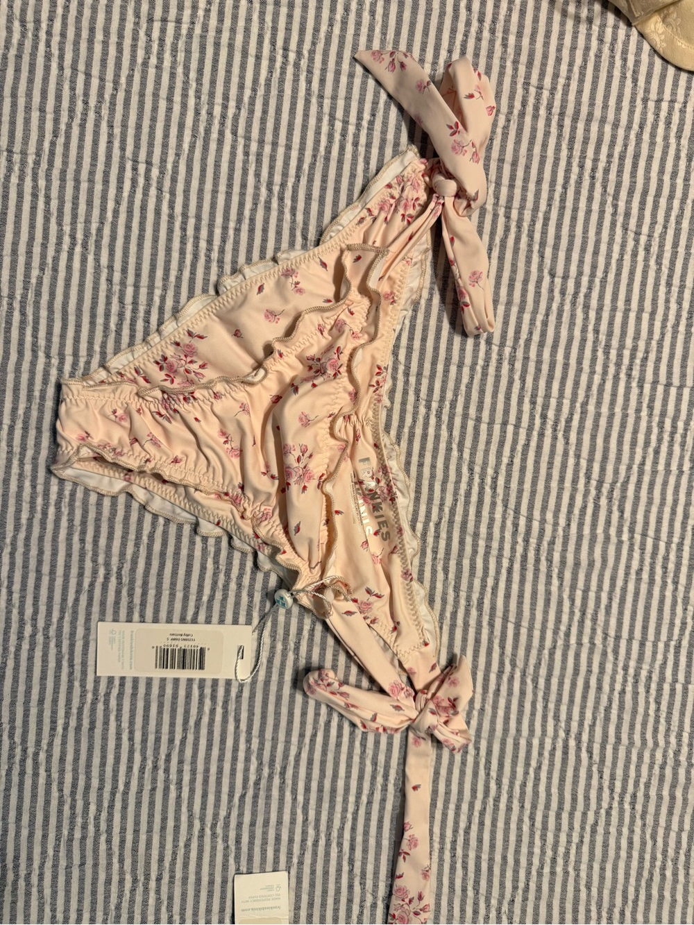 Frankie's Bikinis Pale Pink Floral Tie-Side Bikini Bottom